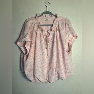 Entro floral ruffle pink blouse medium